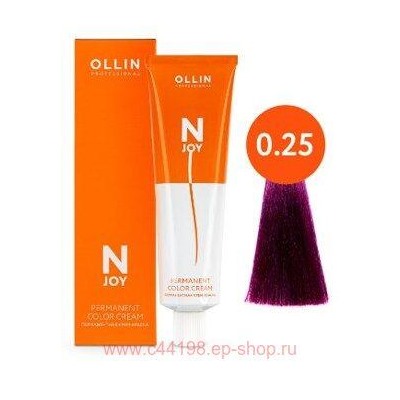 OLLIN "N-JOY" 0/25 - фиолетово-махагоновый (розовый), перманентная крем-краска для волос 100мл