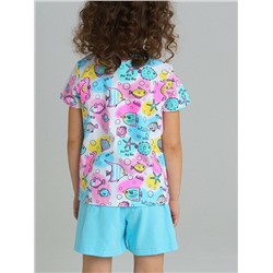 Комплект трикотажный для девочек: фуфайка (футболка), шорты