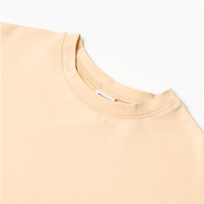 Футболка детская однотонная MINAKU: Basic line, светло-бежевая, рост 110 см