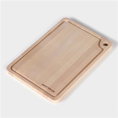 Доска разделочная деревянная с канавкой, 33×22×1.5 см, берёза