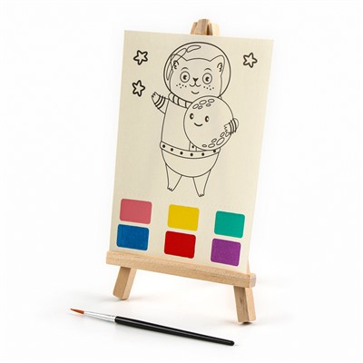 Водная раскраска «Космос», с кисточкой и мольбертом, виды МИКС