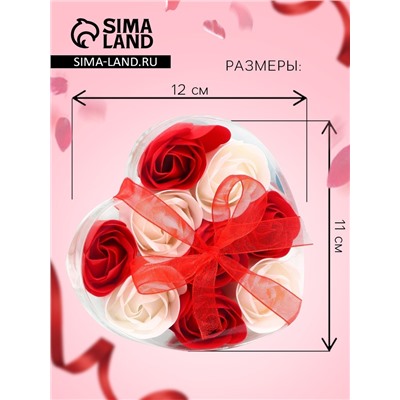 Мыльные розочки, красные и белые, набор 9 шт.