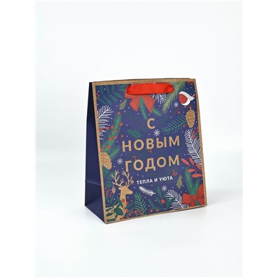 Набор пакетов подарочных новогодних «Еловый лес», 4 шт., 27×23×11.5 см