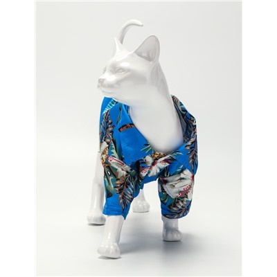 Рубашка для собак «Тропики», размер L, ДС 28, ОГ 36, ОШ 26 см, голубая