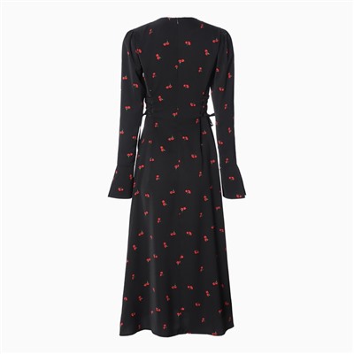 Платье с завязками на талии миди женское MIST Flower, размер 42, чёрное