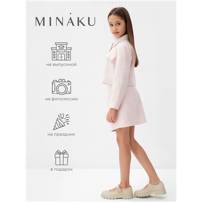 Комплект для девочки (жакет и юбка) MINAKU: PartyDress, розовый, рост 128 см