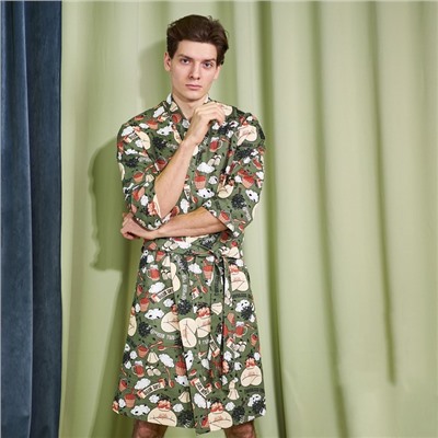 Халат мужской Этель «Генеральская банька» рукав 3/4, размер 46-48, вафля 200 г/м², 100% хлопок