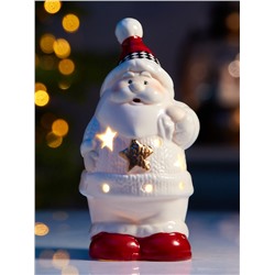 Светодиодная фигура «Дед мороз в свитере», 13.8×6×7 см, 1 LED, керамика, от батареек LR44×3, тёплый белый свет