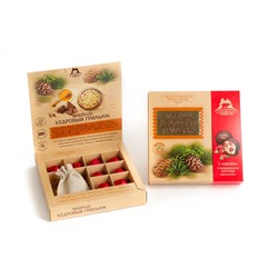 Мягкий кедровый грильяж с Клюквой и трявяным чаем / коробка / 120 гр / ТМ Территория Тайги