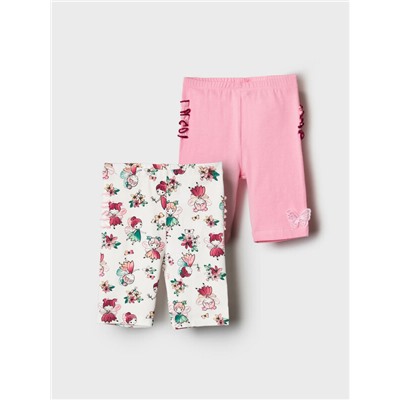 Брюки детские трикотажные для девочек (легинсы укороченные), 2 пары в комплекте