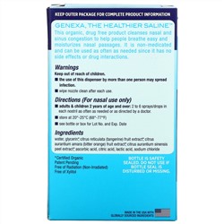 Genexa, солевой раствор, органический назальный спрей с пипеткой, 30 мл (1 жидк. унция)