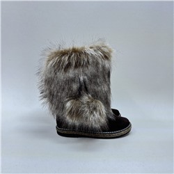 Унты женские коричневые “Песец” замшевые на войлочной подошве