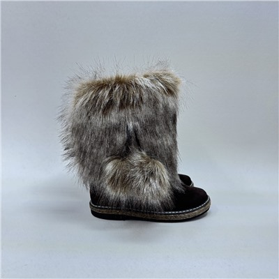 Унты женские коричневые “Песец” замшевые на войлочной подошве