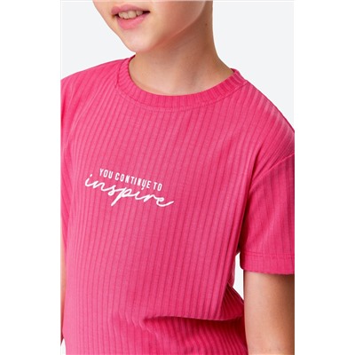 Летний костюм для девочки в рубчик-лапша Happyfox