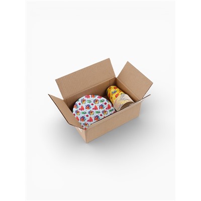 Набор одноразовой бумажной посуды, 20 предметов: 10 стаканов, 10 тарелок, Ум и Хрум