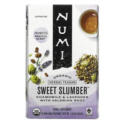 Numi Tea, Organic Herbal Teasan, Sweet Slumber, Caffeine Free, 16 Tea Bags, 1.24 oz (35.2 g)
