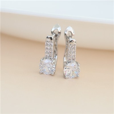 Серьги ювелирная бижутерия, покрытие посеребрение, вставка: фианиты, цвет: прозрачный, арт.213.579