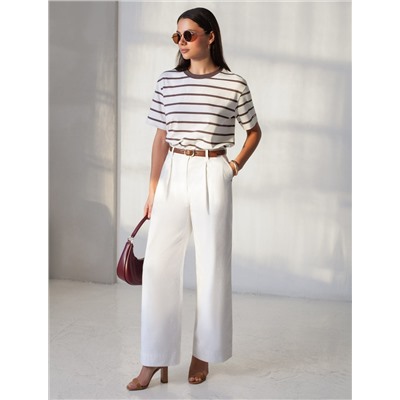 Свободная футболка в полоску из премиального хлопка с эластаном