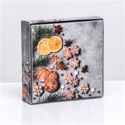 Коробка под 4 конфеты новогодняя «С Новым годом», 12.5×12.5×3.5 см