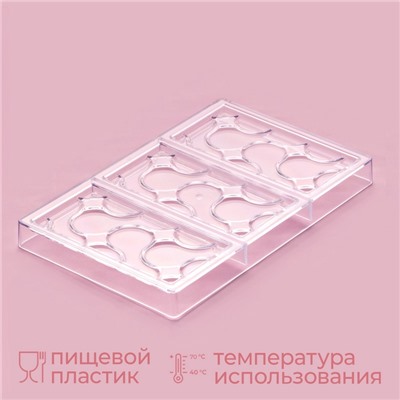 Форма для шоколада KONFINETTA «Симпл-димпл», 27.5×17.5×2.5 см, 3 ячейки 15.3×7.5×0.8 см, прозрачная