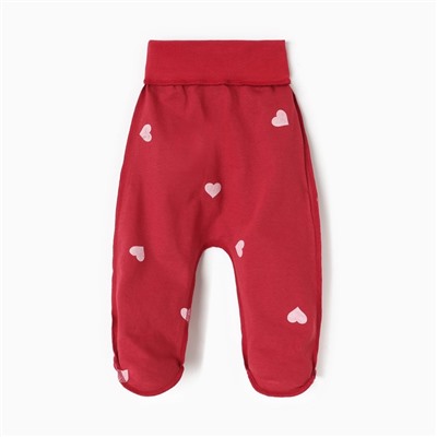 Ползунки детские MINAKU: Сердца, рост 74-80 см, красные