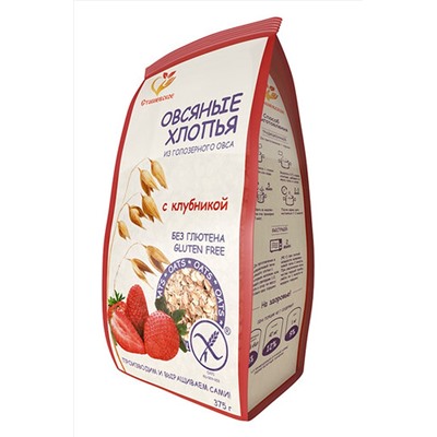 Хлопья овсяные с клубникой без глютена 375г ЭКОПРОДУКТЫ, 1185001