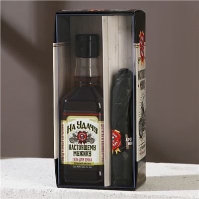 Подарочный набор мужской «На удачу», гель для душа во флаконе виски 250 мл и мыло в форме сигары