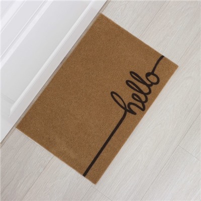 Коврик придверный Доляна Hello, без окантовки, 40×60 см, бежевый