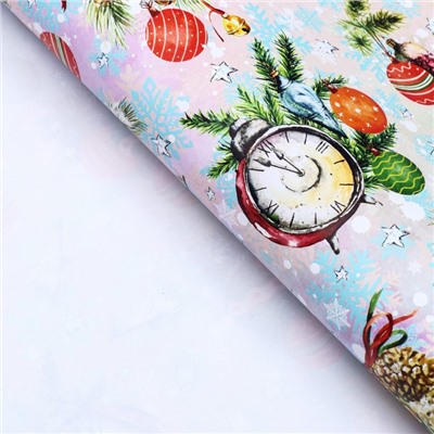 Бумага упаковочная новогодняя глянцевая «Акварельные шарики », 70×100 см