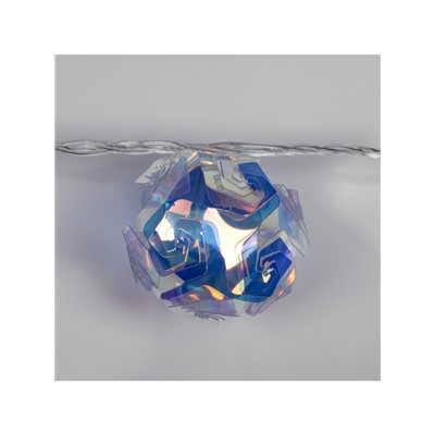 Гирлянда «Нить» 4.5 м с насадками «Цветочные шары», IP20, прозрачная нить, 15 LED, свечение белое, 220 В