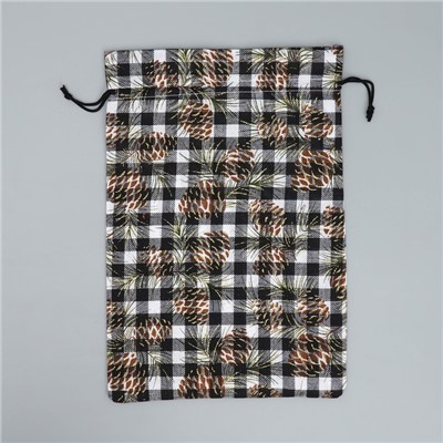 Мешочек подарочный новогодний холща «Клетка», 20×30 см ± 1.5 см