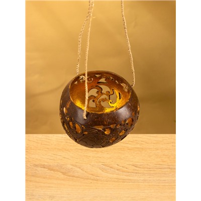 Подсвечник подвесной из кокоса, 9-12 см, коричневый
