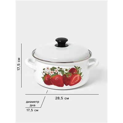 Кастрюля эмалированная, 3 л, d=23 см, с крышкой, белая