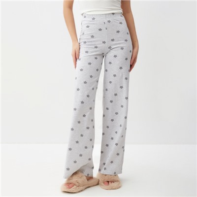 Брюки прямые домашние женские KAFTAN «Звезды», размер 52-54, серые