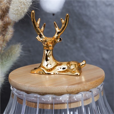 Банка для сыпучих бамбуковая крышка с фигуркой 650 мл / LCSC2448 /уп 100/ новогодняя