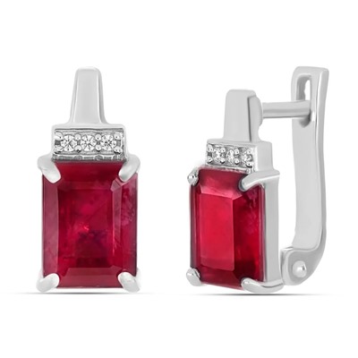 Серьги, 2 рубин корунд октагон 6х8 мм/4.26 ct, Харден