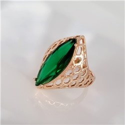 Кольцо 21 р коллекция Дубайское золото, покрытие позолота, вставка: крупный фианит, цвет: зеленый, Уценка, арт.08.3325 (314.743-21)