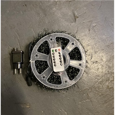 Гирлянда нить МИШУРА, хвойная лапа, (провод ЗЕЛЕНЫЙ) с ПУЛЬТОМ, свечение теплое - желтое