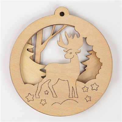 Ёлочная подвеска из дерева своими руками на новый год «Олень», набор для творчества