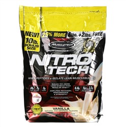 Muscletech, Performance Series, Nitro Tech, Whey Peptides & Isolate Lean Musclebuilder, Vanilla, 10 lbs (4.54 kg)