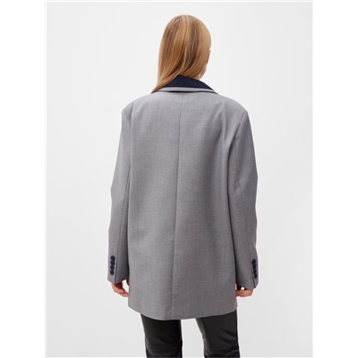 Пиджак женский с контрастным воротником MINAKU: Casual Collection, серый, размер 42