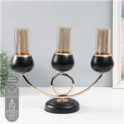 Металлический подсвечник на 3 свечи «Тёмный рыцарь», чёрный матовый с золотом, 36×24×12 см