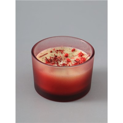 УЦЕНКА Ароматическая свеча в стакане Aroma botanical, сухоцветы красные, роза, 7.5×7.5×5 см
