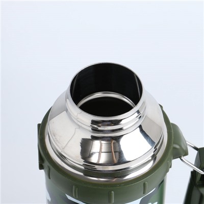 Термос Мастер К «Движение», 1.2 л, 11×29 см, с кружкой, сохраняет тепло 18 ч, нержавеющая сталь, зелёный