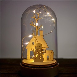 Настольный декор с подсветкой «Дом и снеговик», 19×10×10 см