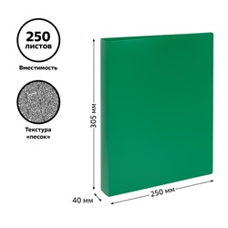 Папка пластиковая 2 кольца 40мм ММ-32178 зеленая 500мкм Стамм