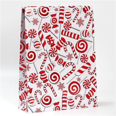 Пакет подарочный новогодний ламинированный «Сладости», L 28×38×9 см