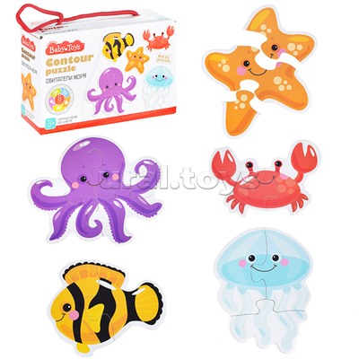 Пазлы контурные "Обитатели моря" Baby Toys