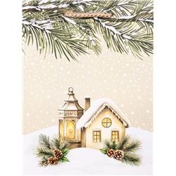 Пакет подарочный новогодний ламинированный, «Новогодний дом», 18×10×22.3 см