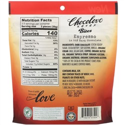Chocolove, Bites, Espresso in 55% Dark Chocolate, 3.5 oz (100 g)